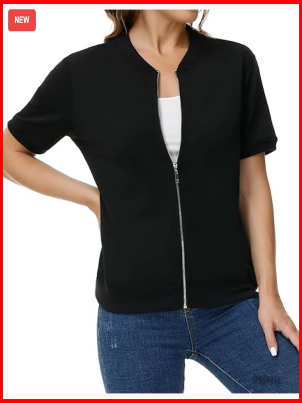 Short Sleeve Zip Up Lightweight Sweatshirt with Pockets Loose Fit Summer